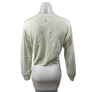 Lululemon Women's Cream Long Sleeve Crew Neck Boxy Athletic Sweatshirt Top Sz 6 thumbnail 3