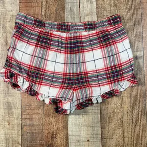 Aerie Red White Plaid Ruffle Hem Boxer Pajama Shorts Womens Medium thumbnail 6