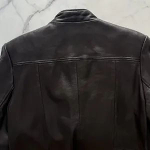 N.Y.D.A Leather Jacket Women Brown Soft Full Zip Modern Minimalist Moto Sz Large thumbnail 8
