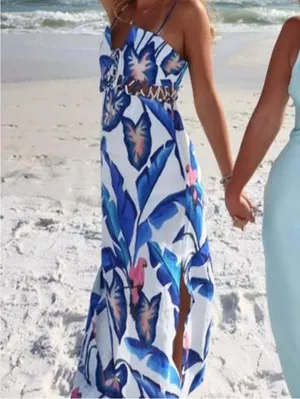 FARM Rio Linen Foliage Midi Dress thumbnail 2