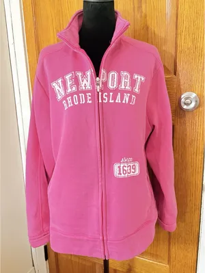 Artisan L Pink Newport Rhode Island Full Zip Fleece Sweatshirt Jacket Graphic thumbnail 1