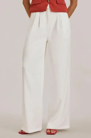 Rihoas White Ruched Straight Pants Size XS thumbnail 1