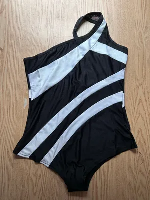 free w/Bundle B45 New Women AMI 1pc Black White Swimsuit Lightweight size Medium thumbnail 1