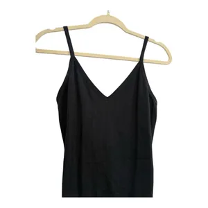 Colsie Black Spaghetti Strap Ribbed Pant Jumpsuit Size Large thumbnail 3