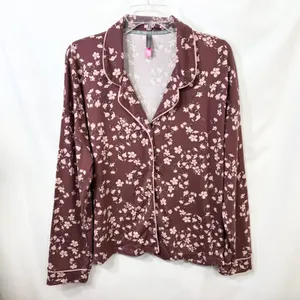 Vince Camuto XL Pajama Set Burgundy Floral Long Sleeve‎ Pants Feminine 651 thumbnail 2