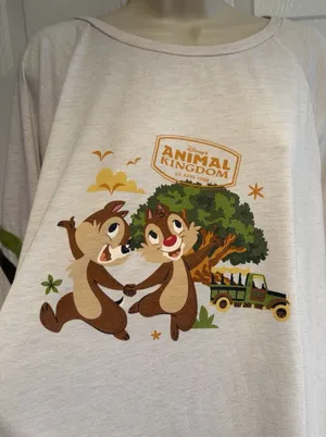 Disney Parks Animal Kingdom 1998 Chip Dale Raglan Graphic Tee White Green‎ 3X thumbnail 1