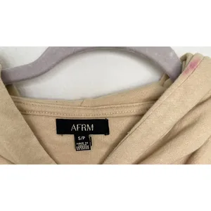 NEW AFRM Cropped Hoodie Sweatshirt SMALL Beige Tan Pink Tie Dye Drawstring NWT thumbnail 11