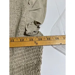 NWT English Factory Smocked Ruffle Sleeve Mini Dress Beige Small NWT BC225D thumbnail 7