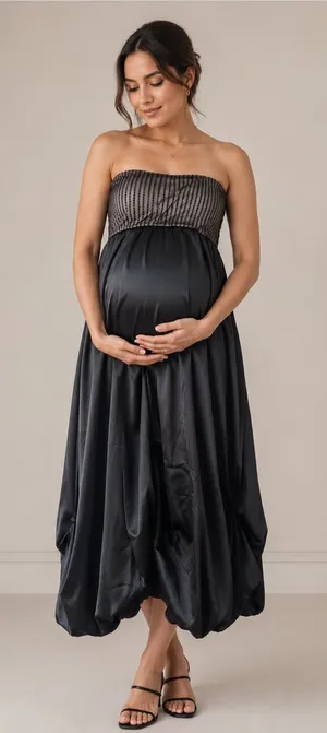 Japanese Weekend San Francisco Maternity‎ Black Strapless Satin Dress Size Small thumbnail 1
