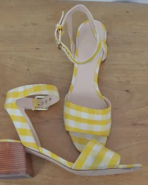J Crew Strappy Stipe Sandal Style Heels Size 9.5 thumbnail 1