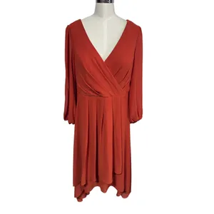 Ever‎ Pretty Women's Size 8 Burnt Orange Dress High Low V-Neck Chiffon Formal thumbnail 3