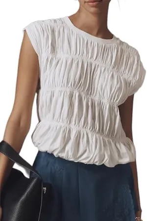 Amazon White Ruffle Babydoll Tee thumbnail 1