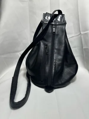 T419. Vintage Maxx New York Black Leather Bucket Bag thumbnail 1