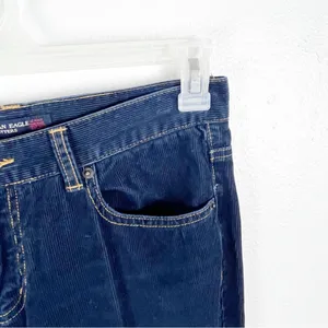 AMERICAN EAGLE Navy Blue 100% Cotton Dive Pockets Corduroy Jeans 8 Boho Western thumbnail 6