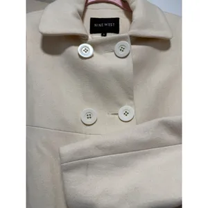 Nine West Womens Cream Wool Blend Double Breasted Cropped Pea Coat Jacket Size 6 thumbnail 5