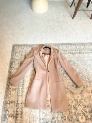 All saints leni wool cashmere blend nude tan single button long coat blazer 6 thumbnail 17