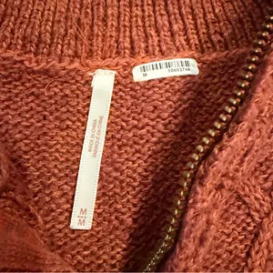 Free People Mont Blanc Mini Sweater Dress Red Jasper Auburn Sz M Cable Knit Zip thumbnail 14