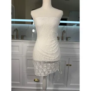 ace Tube Dress Womens Small White Ruched Strapless Bodycon Mini thumbnail 3