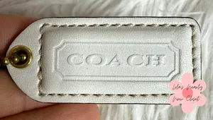 1.5" y2k COACH White Fob Bag Charm Hang tag Hangtag thumbnail 1