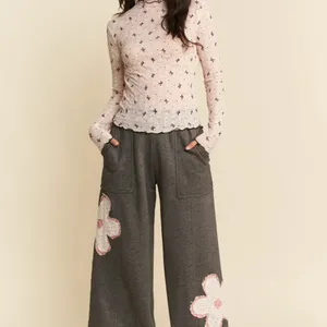 Davi & Dani Ribbon Bow Lace Hem Long Sleeve‎ Mesh Layering Top thumbnail 8
