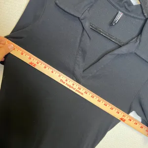 American Giant Women Black Ribbed V-Neck Polo Short Sleeve Shirt Size M thumbnail 5