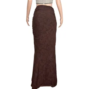 HOUSE OF CB Adrielle Jersey Burnout Maxi Skirt, Cocoa, L+ thumbnail 7