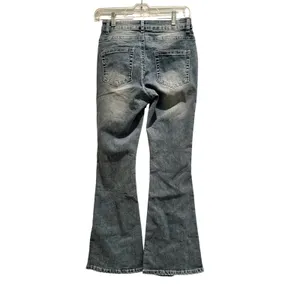 Petite Flare Jeans Y2K Light Wash Stretch Denim Mid Rise‎ Small thumbnail 4