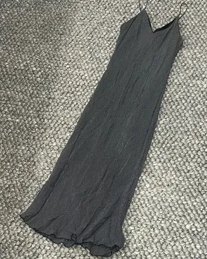Leeloo Vintage Navy Silky Satin Polka Dot Midi Slip Dress Size Small thumbnail 1