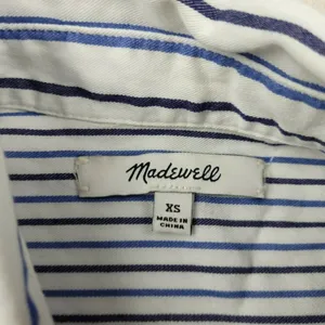 Madewell Ex-Boyfriend Shirt XS Blue White Stripe Button Down Cotton Top thumbnail 8
