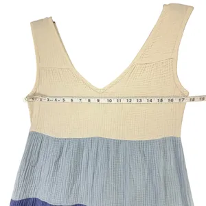 Marine Layer Corinne Colorblock Tiered Maxi Dress Womens S Blue Cotton Gauzy thumbnail 8