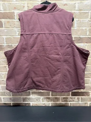 Carhartt Washed Duck Mock Neck Vest Plum Blackberry Purple Sherpa Lined Zip Up thumbnail 4