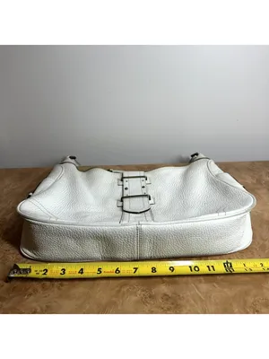 Banana Republic White Pebbled Leather Hobo Shoulder Bag Y2K Boho Buckle Purse thumbnail 6