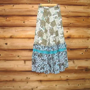 Blue Cream Patchwork Maxi Skirt thumbnail 8