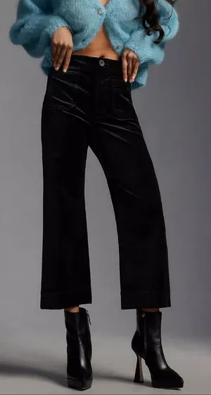 Maeve Colette Velvet High Rise Wide Leg Cropped Pants thumbnail 1
