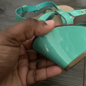 kate spade turquoise patent leather strappy sandals thumbnail 7
