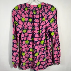 Lilly Pulitzer Pink and Navy Elephant Top thumbnail 3