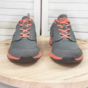 Vionic Venture Orthotic Mesh Low Top Lace Up Sneakers Grey‎ Coral Orange 9 thumbnail 2