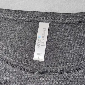 Heather Gray Ribbed Short Sleeve Baby Tee with Pocket, size Large thumbnail 2
