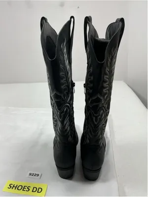Womans Excellent Pullon Knee High Cowgirl Boots Size 12 Gray Embroidered thumbnail 4