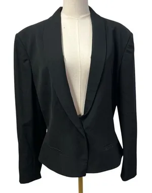 Vintage 80's Evan Picone Worsted Wool‎ Black SIngle Button Blazer Womens 10/12 thumbnail 1