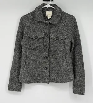 Cynthia Rowley Womens Gray Wool‎ Blend Button Front Knit Utility Jacket XS thumbnail 1