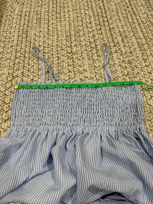 NWOT Halara Blue and White Shirred Stripe Midi Slip Dress thumbnail 9