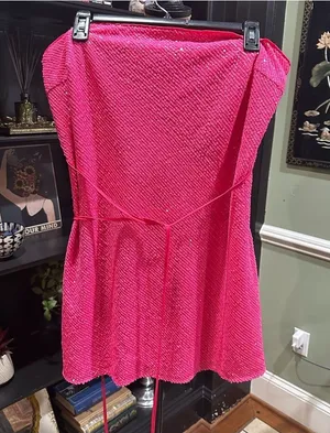 ASOS Sequin Tube Top Dress – Size 12 – Pink Sparkle – Like New thumbnail 1