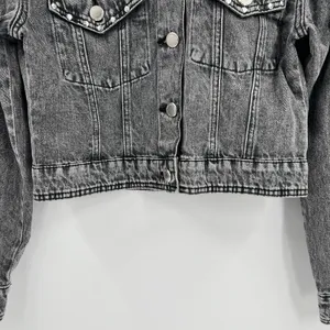 Rebecca Minkoff‎ Studded Denim Jean Jacket Black Gray 100% Cotton Size Small thumbnail 4