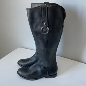 Frye Jamie Ring Tall Distressed Black Leather Riding Boots Size Women's 9 thumbnail 3