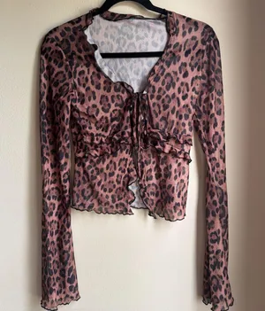 Sheer Ruffle Leopard Blouse thumbnail 1