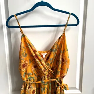LC Lauren Conrad Sunflower Midi Dress Womens Medium Yellow Boho Tiered Ruffle thumbnail 3