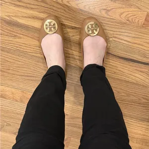 Tory Burch Minnie Ballet Flats- tan with gold logo thumbnail 7