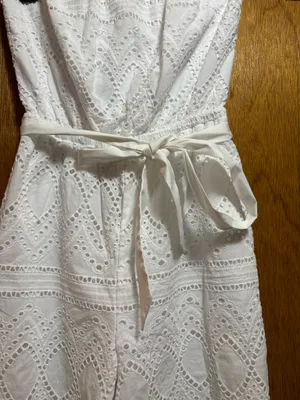 Express White Strapless Jumpsuit Eyelet Design Wide Crop Leg thumbnail 3