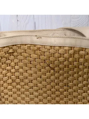 Spartina 449 Woven Straw Bucket Crossbody Bag Bamboo Tassels Cream thumbnail 8